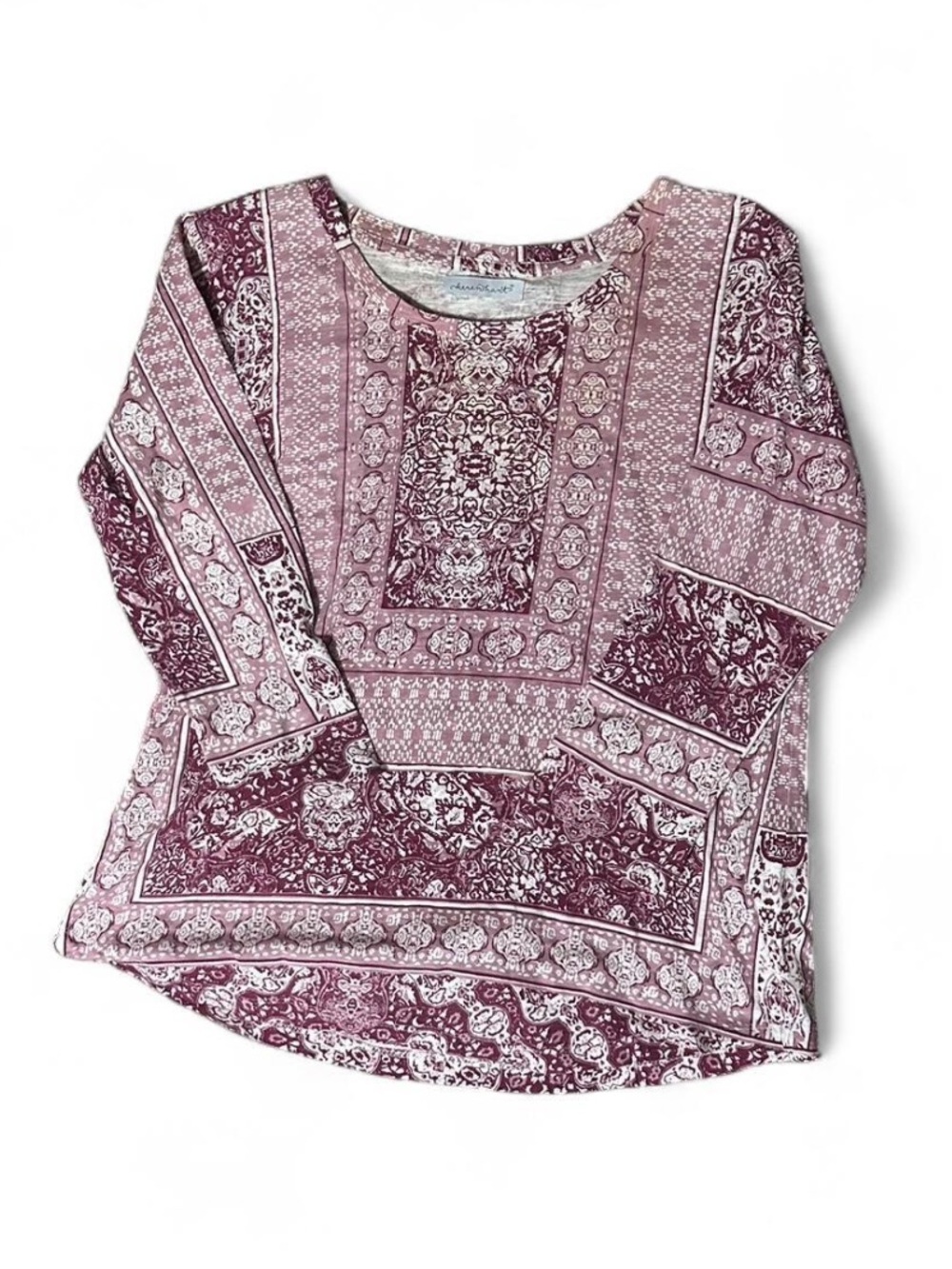 L Pink and purple paisley print long sleeve top #paisley